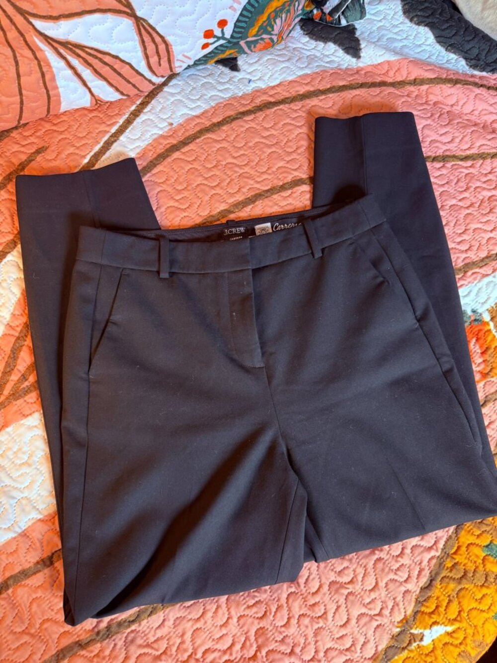 J.Crew Slim Fit Pants Carreman Black Ankle Trousers Minimalist Preppy Size 8